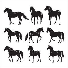 horse silhouettes set