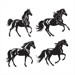 horse silhouettes set