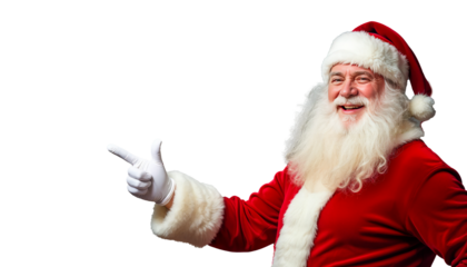  Smiling Santa Claus pointing on blank advertisement Isolated