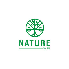 Modern Nature Logo Template with Tree and Circular Design – Ideal for Eco Brands and Sustainability