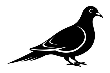 A cute Mourning Dove bird for log silhouette black Vector art illustration