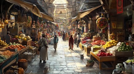 Obraz premium Today's global markets are reverting to local bazaars, a reverse evolution in commerce.