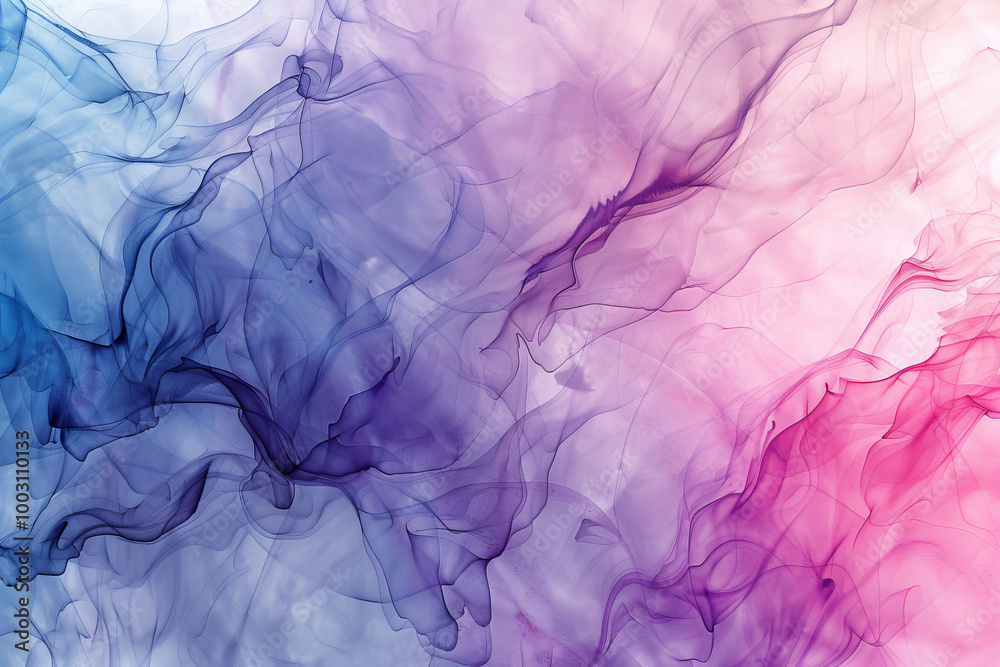 Poster a colorful, abstract painting with a blue, purple, and pink background