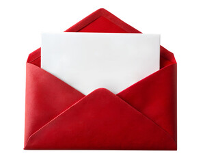 Red envelope with blank letter Inside with copy space for text, isolated on white transparent background, PNG element