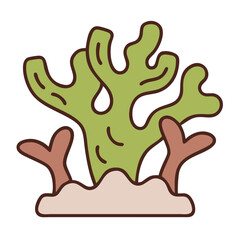 Obraz premium Vibrant Green Coral Illustration with Minimalist Design for Ocean Conservation