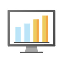  Computer Monitor Displaying Colorful Bar Graph for Data Analysis and Presentation