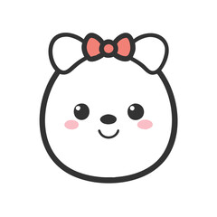  Cute Bear Face with Pink Bow Vector Illustration for Kids' Designs