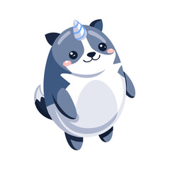 Fototapeta premium Cute Chubby Unicorn Puppy Vector Illustration for Kids and Cartoon Design