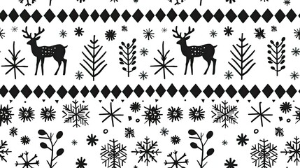 White background, black Nordic pattern 