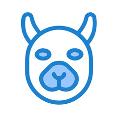 Fototapeta premium Blue Outline Llama Face Vector Illustration for Children and Educational Graphics