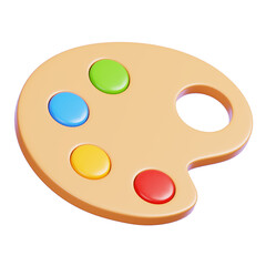 Wooden painter's palette isolated Back to school and education minimal icon 3D illustration