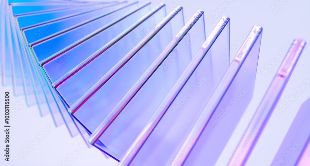 Fototapete glass shapes dynamic background. 3d rendering.