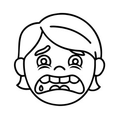 Obraz premium Frightened Child Expression Fearful Face Vector Illustration