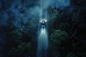 Obraz premium car in the forest