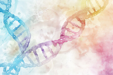A colorful DNA strand with a blue and purple base pair