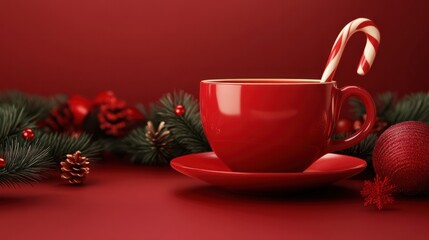 Fototapeta premium Cup for hot drinks. Preparing for festive dinner. Merry christmas and happy new year concept