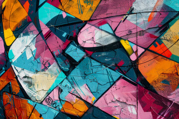 A colorful abstract painting with a lot of different colors and shapes