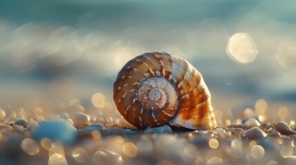 Abstract wallpaper featuring a nautilus shell, with a focus on its fibonacci sequence. The shell's natural beauty is a perfect addition to this art piece.