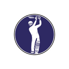 Cricket player logo design vector. Icon Symbol.