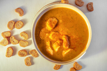 Seasonal soup with autumn vegetables 
