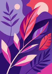 Create a cozy atmosphere with abstract purple leaves vector illustration.