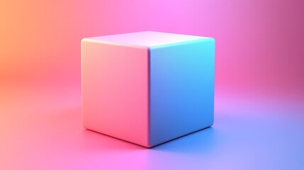 Fototapeta premium A white cube is sitting on a pink background