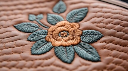 Close-up of lederhosen leather texture with detailed embroidery Oktoberfest attire 