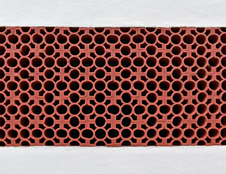Air bricks on white wall in Tijuca neighborhood, Rio de Janeiro, Brazil