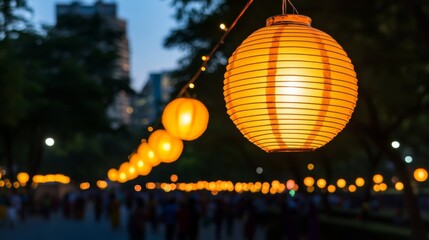 Connaught Place lit up with bright Diwali lanterns and hanging lights as people celebrate in the...