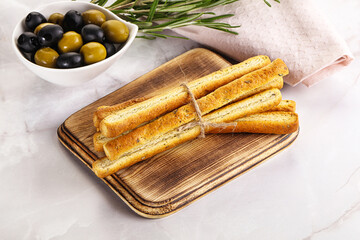 Crispy grissini italian bread heap