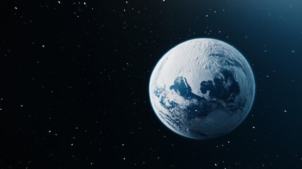 Fototapeta premium Earth seen from space with snow-covered continents, sharp contrast of white snow and dark, frozen oceans 
