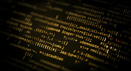 Closeup of programming codes on a computer screen.