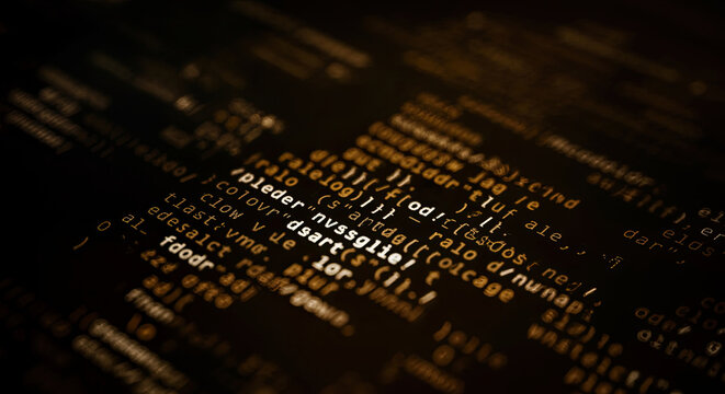 Closeup of programming codes on a computer screen.