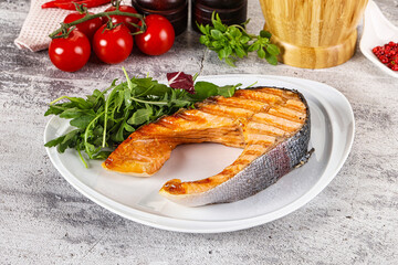 Tasty delicous grilled salmon steak