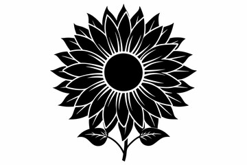 Fototapeta premium A Sunflower flower silhouette black Vector art illustration