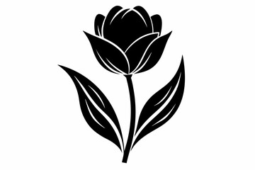 A Tulip flower silhouette black Vector art illustration