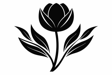 A Tulip flower silhouette black Vector art illustration