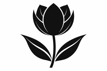 A Tulip flower silhouette black Vector art illustration