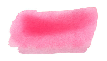 Hand painting. Pink red watercolor background. Red brush strokes isolated on white background. Colorful watercolor brush strokes.