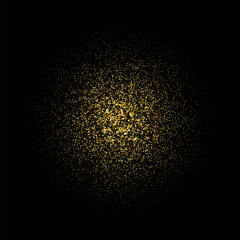 Gold splash. Gold particles on black background. Glitter. Eps 10