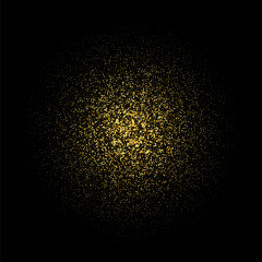 Gold splash. Gold particles on black background. Glitter. Eps 10