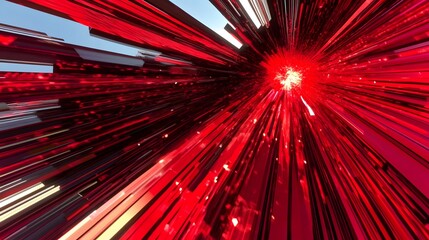 Red Lines and Lights To Infinity, Optical Illusion, Abstract Image, Texture, Pattern Background, Wallpaper, Cover and Screen for Smartphone, PC, Laptop, 9:16 and 16:9 Format