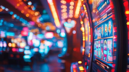 Close-up of a Slot Machine in a Casino with Blurred Background