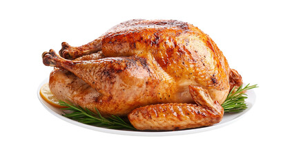 Roasted chicken isolated on transparent background. Thanksgiving Roast Turkey.