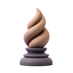 A realistic swirl of creamy soft serve ice cream, brown and smooth, on white background. transparent background