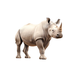 Fototapeta premium Rhinoceros standing isolated on a white background, showcasing its sturdy build. transparent background