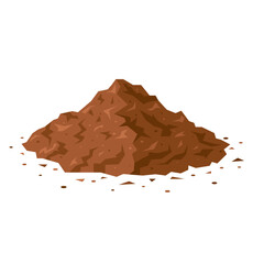 Soil pile. Brown geometric dirt heap in cartoon style. Vector illustration isolated on a white background. Ground clipart for construction, agricultural, environmental, gardening designs.
