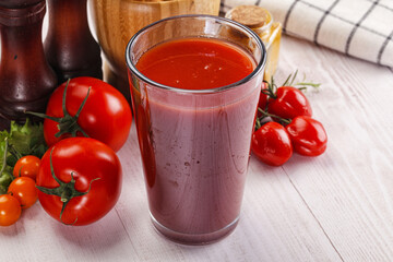Fresh Tomato juice in the glass