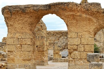 Roman ruins of the Baths of Antoninus in Carthage, Tunis, Tunisia.