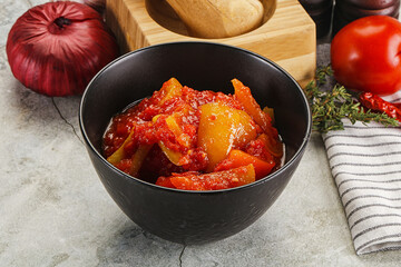 Homemade Lecho with tomato and paprika